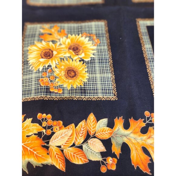 Autumn Elegance Fall Fabric Panel Sunflowers Pumpkins 24"x44" Quilting Cotton - Picture 15 of 16